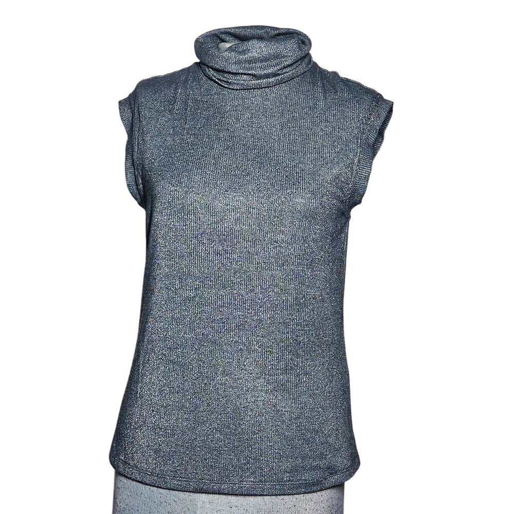 Banana Republic Silver Metallic Knit Top Size XS